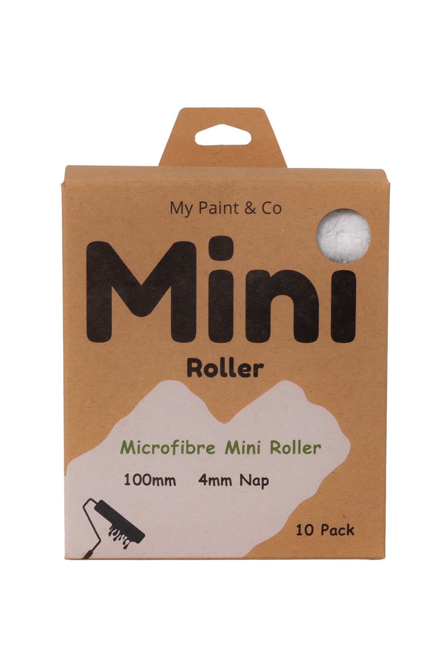 Box of My Paint & Co Mini Roller with a microfibre roller on a white background
