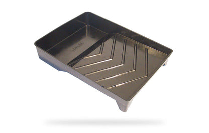 Paint roller tray with a geometric design on a white background
