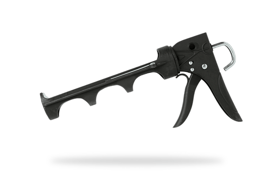 Black caulking gun on a white background
