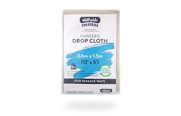 Oldfields Pro Series Painter's Drop Cloth packaging on a white background