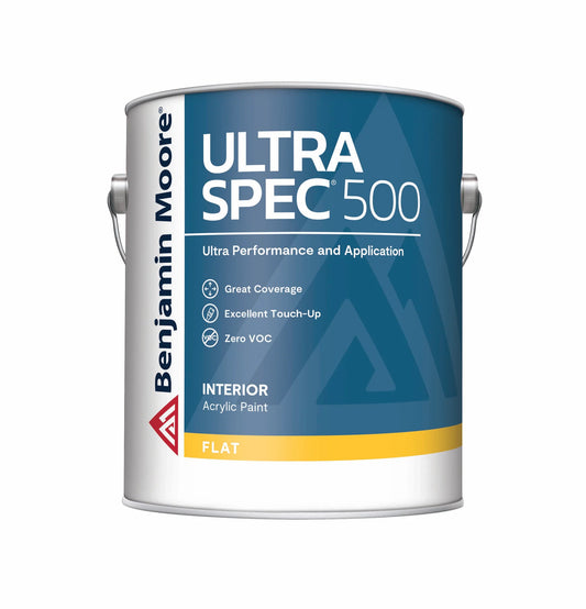 Benjamin Moore Ultra Spec 500 paint can on a white background